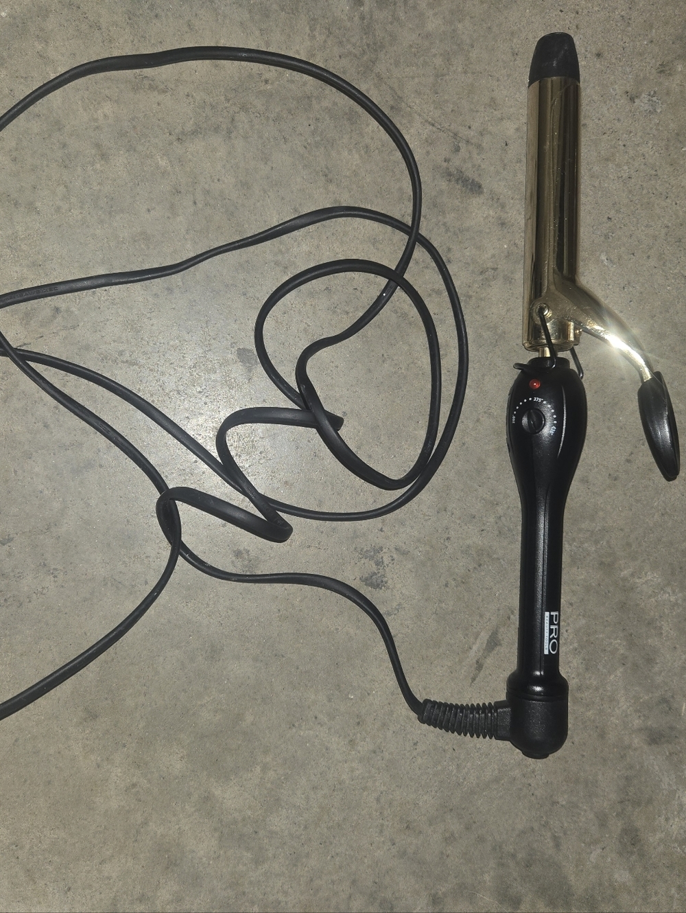 Pro Beauty Tools Gold Barrel Black Handle Curling Iron